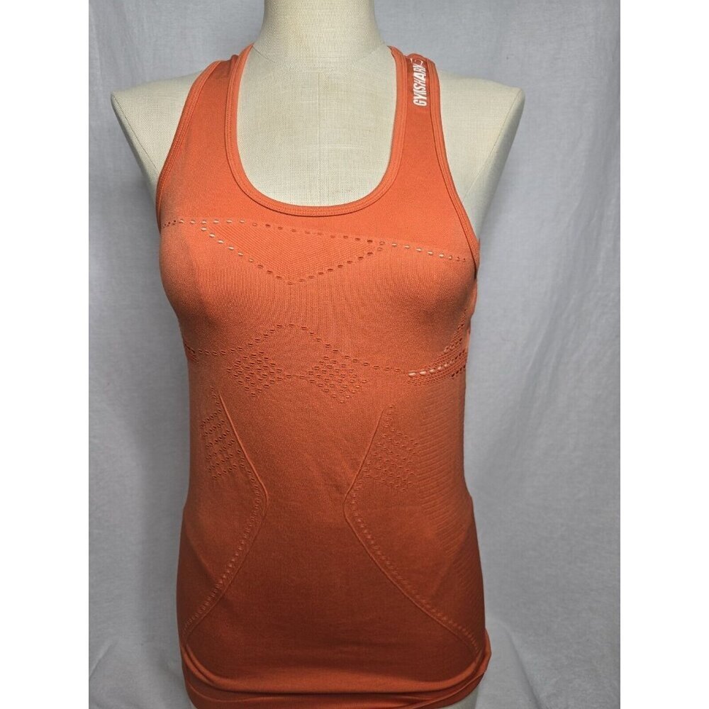 Gymshark Tank Top Womens Medium Orange Flawless Knit Racerback Nylon Activewear